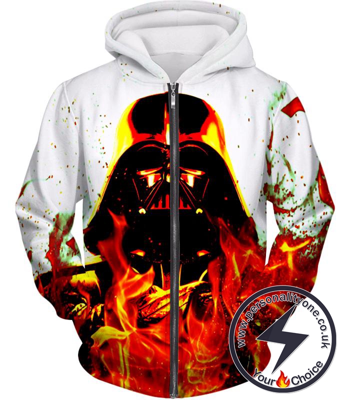 Star Wars Burning Forever Sith Lord Darth Vader Awesome Graphic Zip Up Hoodie